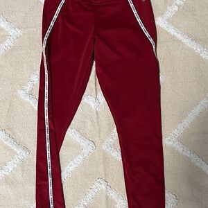 Adidas Red Climalite Leggings with White Accents Size Small